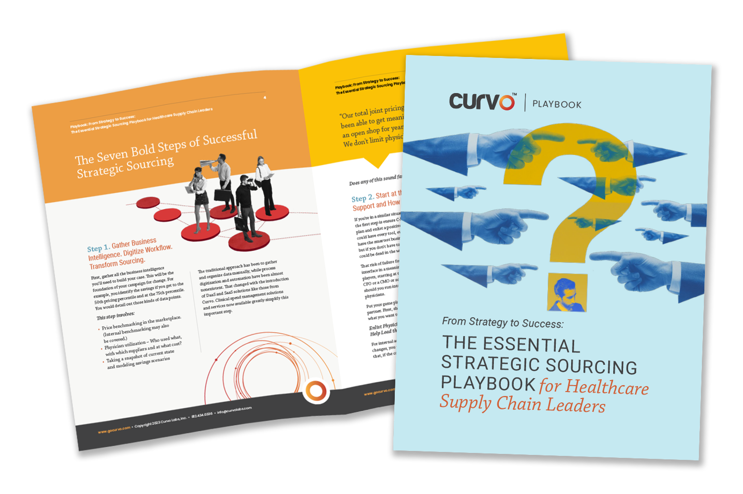 Curvo - From Strategy to Success - The Essential Strategic Sourcing Playbook for Healthcare Supply Chain Leaders  - Playbook - mockup